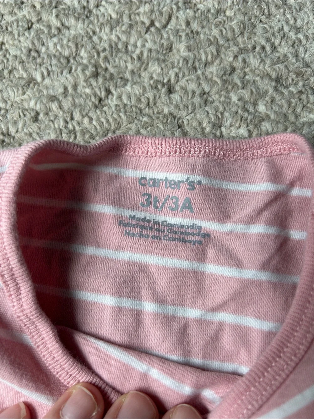 Carter's Pink and White Striped Long-Sleeve Peplum Top